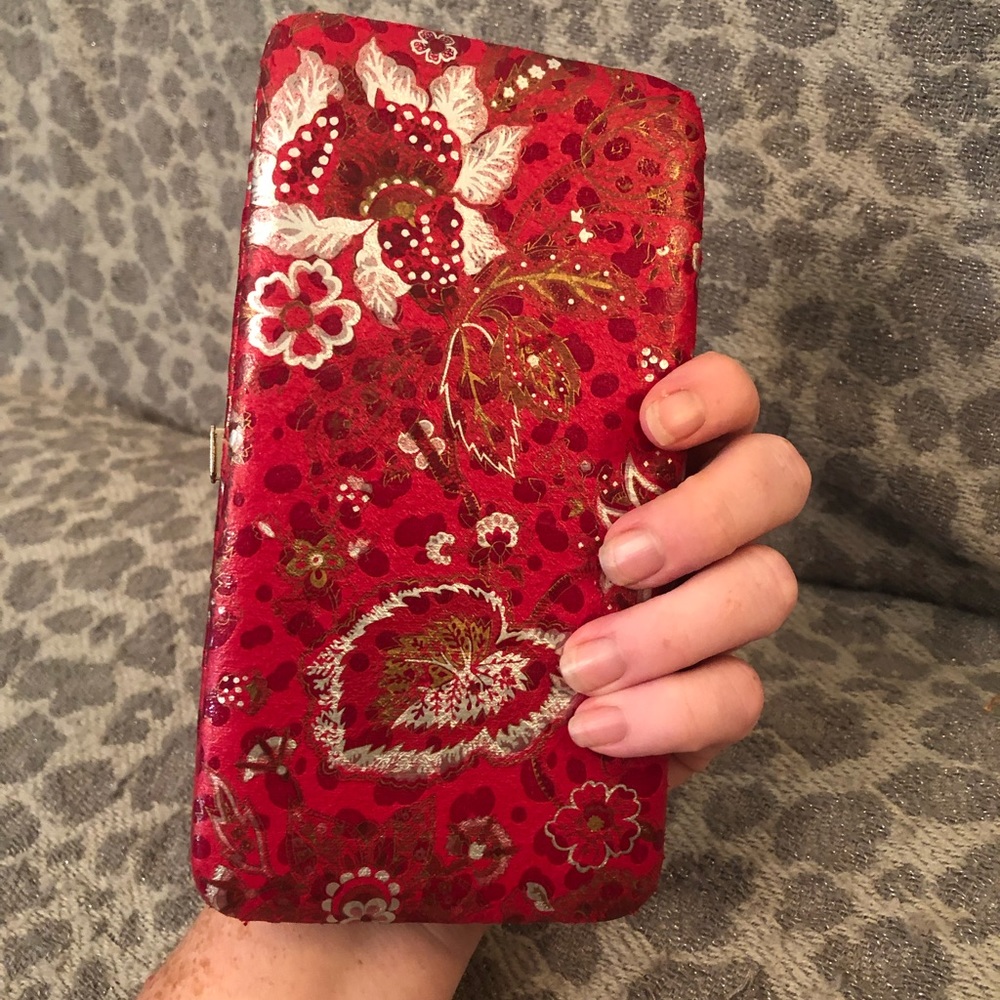 Asian Inspired Hard Clutch Wallet in Red!